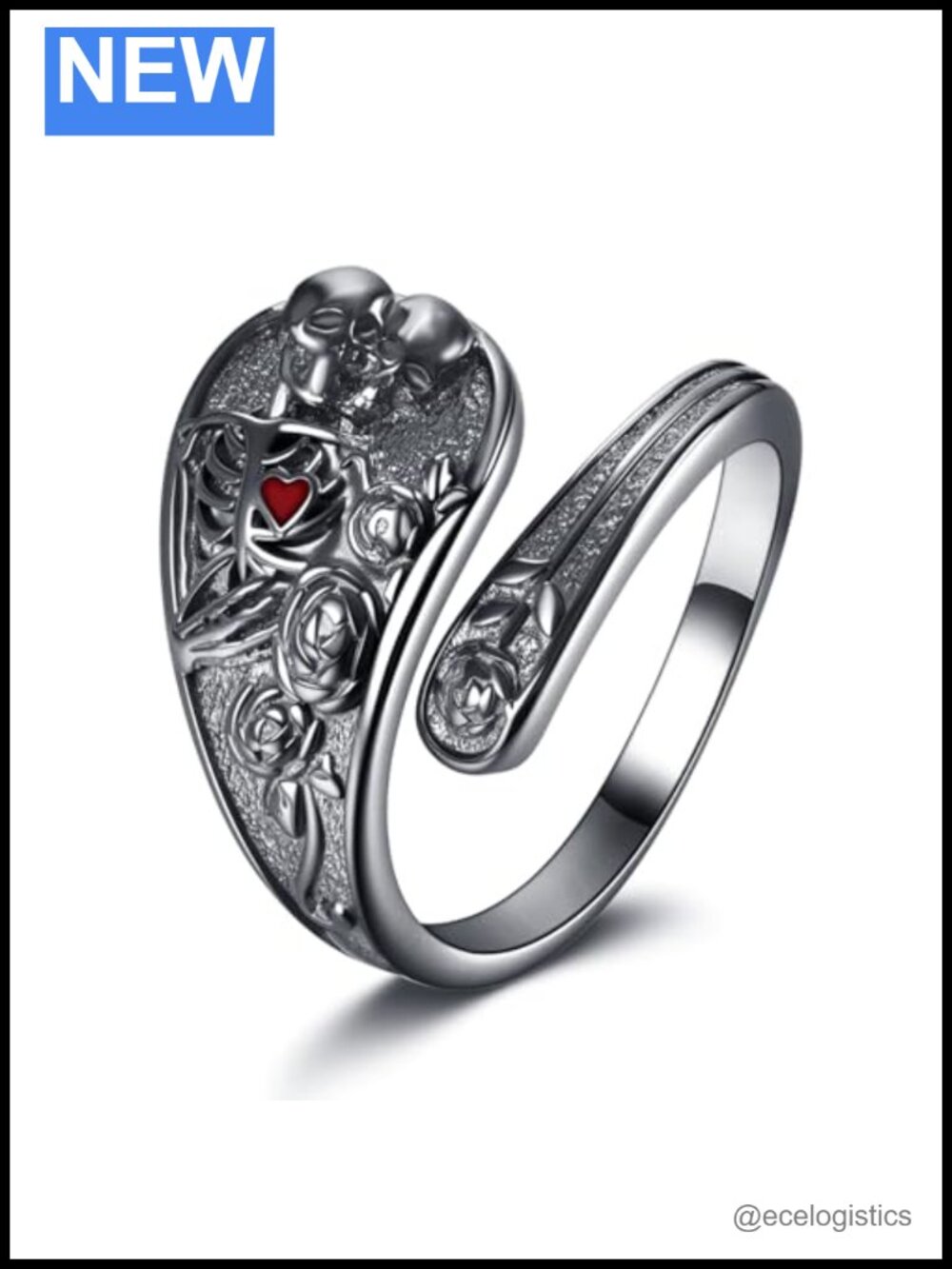 925 Sterling Silver Skull Butterfly Dragonfly Mushroom Adjustable Open Ring